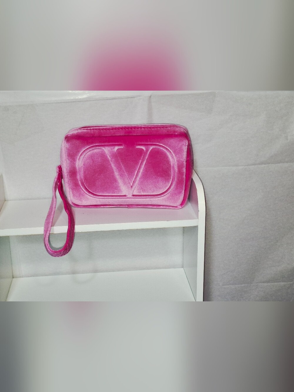 Valentino Beauty Pink Velvet Cosmetic Pouch - NWOT
